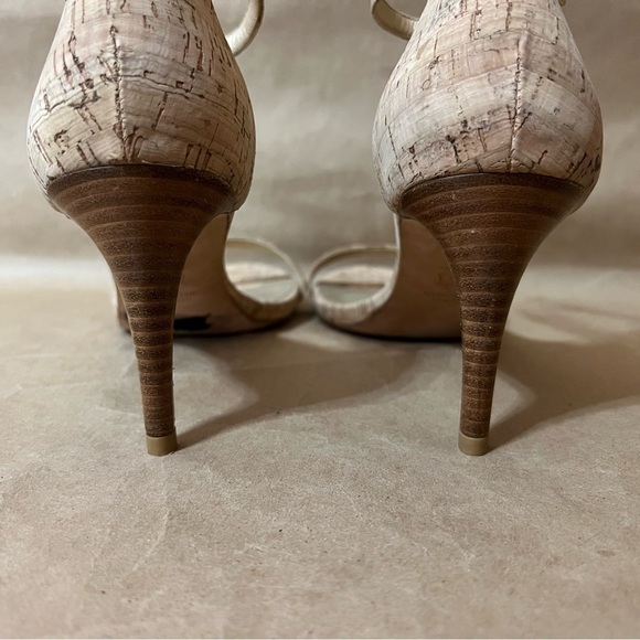 Stuart Weitzman | Nunaked Cork Mid-Heel Strap Sandals Nudist Heels Size 9.5 - Picture 11 of 14